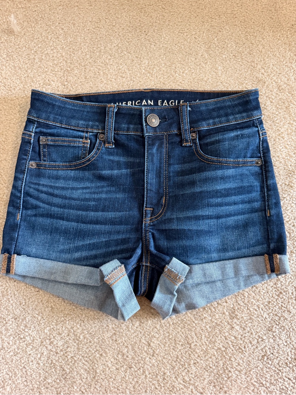 American Eagle Outfitters Indigo Rolled-Cuff Denim Shorts